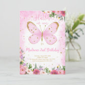 Boterfly Birthday Invitation Kaart (Staand voorkant)