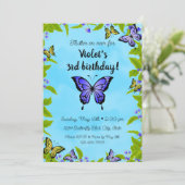 Boterfly Birthday Invitation Kaart (Staand voorkant)