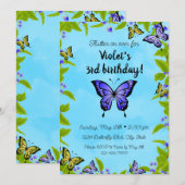 Boterfly Birthday Invitation Kaart (Voorkant / Achterkant)