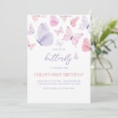 Boterfly Birthday Invitation Kaart (Staand voorkant)