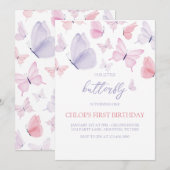 Boterfly Birthday Invitation Kaart (Voorkant / Achterkant)