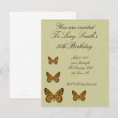 Boterfly Birthday Invitation Kaart (Voorkant / Achterkant)