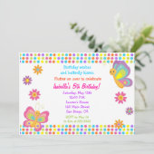 Boterfly Birthday Invitation Kaart (Staand voorkant)