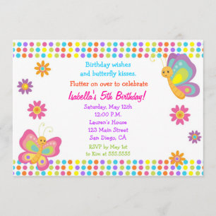 Boterfly Birthday Invitation Kaart