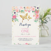 Boterfly Birthday Invitation Kaart (Staand voorkant)