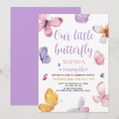 Boterfly Birthday Invitation Kaart (Voorkant / Achterkant)