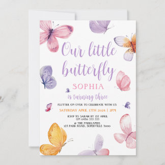 Boterfly Birthday Invitation Kaart