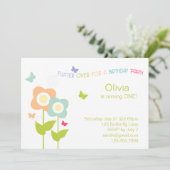 Boterfly Birthday Invitation Kaart (Staand voorkant)