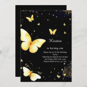 Boterfly Birthday Invitation Kaart (Voorkant / Achterkant)