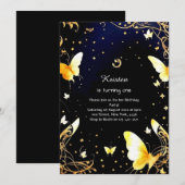 Boterfly Birthday Invitation Kaart (Voorkant / Achterkant)