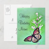 Boterfly Birthday Invitation Uitnodiging Briefkaart (Voorkant / Achterkant)