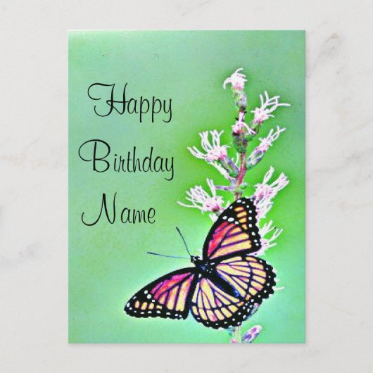 Boterfly Birthday Invitation Uitnodiging Briefkaart (Voorkant)