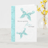 Boterfly Birthday Kaart (Gele Bloem)