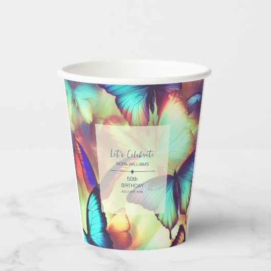 Boterfly Birthday Papieren Bekers (Voorkant)