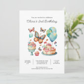 Boterfly Birthday Party Invitations Kaart (Staand voorkant)