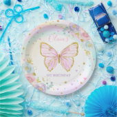 Boterfly Birthday Party roze Floral Butterfly Papieren Bordje (Feest)
