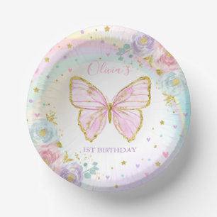 Boterfly Birthday Party roze Floral Butterfly Papieren Kommen