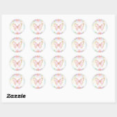 Boterfly Birthday Party roze Floral Butterfly Ronde Sticker (Vel)