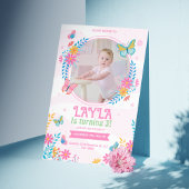 Boterfly Birthday-uitnodiging met foto Kaart