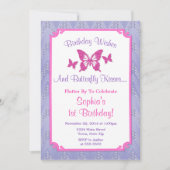Boterfly Birthday Uitnodiging Paars 1e verjaardag (Voorkant)