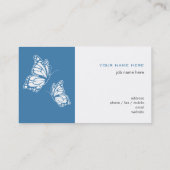 Boterfly blauw en wit elegant modern Eenvoudig Visitekaartje (Achterkant)