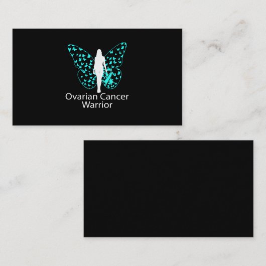 Boterfly Blauwgroen Ribbon Ovarium Cancer Awarenes Visitekaartje (Voorkant / Achterkant)