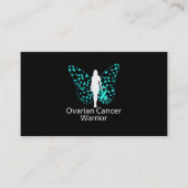Boterfly Blauwgroen Ribbon Ovarium Cancer Awarenes Visitekaartje (Voorkant)