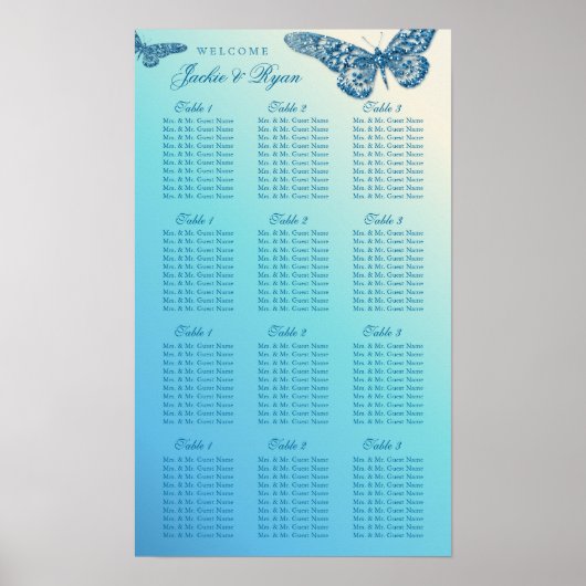 Boterfly Blue Glitter Poster (Voorkant)