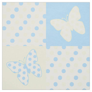 Boterfly Blue Yellow Polka Dots Stof