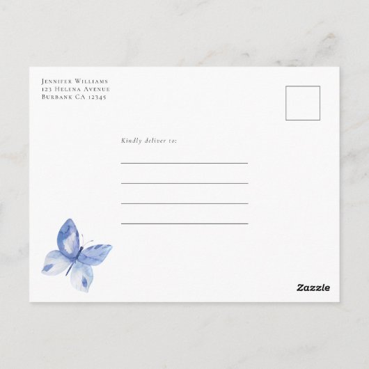 Boterfly Bridal Shower Invitation Briefkaart (Achterkant)
