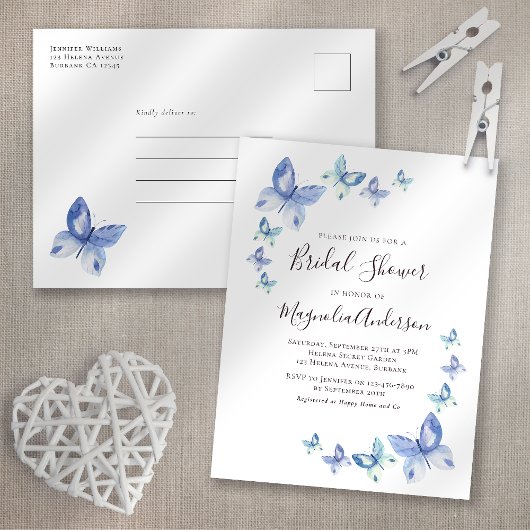 Boterfly Bridal Shower Invitation Briefkaart