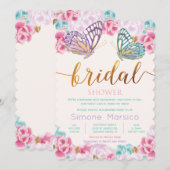 Boterfly Bridal Shower Invitation Kaart (Voorkant / Achterkant)