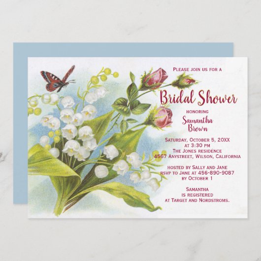Boterfly Bridal Shower Invitation Kaart (Voorkant / Achterkant)