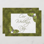 Boterfly Brocade-groene bruiloft Kaart (Voorkant / Achterkant)