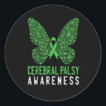 Boterfly Cerebral Palsy Awareness Green Ribbon Ronde Sticker<br><div class="desc">Boterfly Cerebral Palsy Awareness Green Ribbon</div>