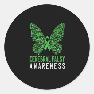Boterfly Cerebral Palsy Awareness Green Ribbon Ronde Sticker