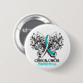 Boterfly Cererical Cancer Awareness Ronde Button 5,7 Cm (Voorkant /achterkant)