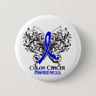 Boterfly Colon Cancer Awareness Ronde Button 5,7 Cm