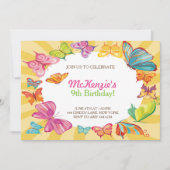 Boterfly Colorful Birthday Party Invitations Kaart (Voorkant)