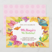 Boterfly Colorful Birthday Party Invitations Kaart (Voorkant / Achterkant)