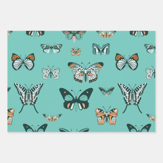 Boterfly Contessa-papierbladen voor het oppakken v Inpakpapier Vel (Voorkant)