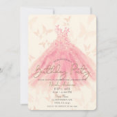 Boterfly dance peach Sparkle Dress Birthday Party Kaart (Voorkant)