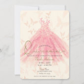 Boterfly dance peach Sparkle Dress Quinceañera Kaart (Voorkant)