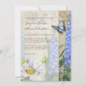 Boterfly Dragonfly Blue White Flowers Weddenschap Kaart (Voorkant)
