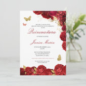 Boterfly Elegant Quinceañera Kaart (Staand voorkant)