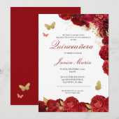 Boterfly Elegant Quinceañera Kaart (Voorkant / Achterkant)