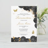 Boterfly Elegant Quinceañera Kaart (Staand voorkant)