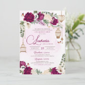 Boterfly Elegant Quinceañera Kaart (Staand voorkant)