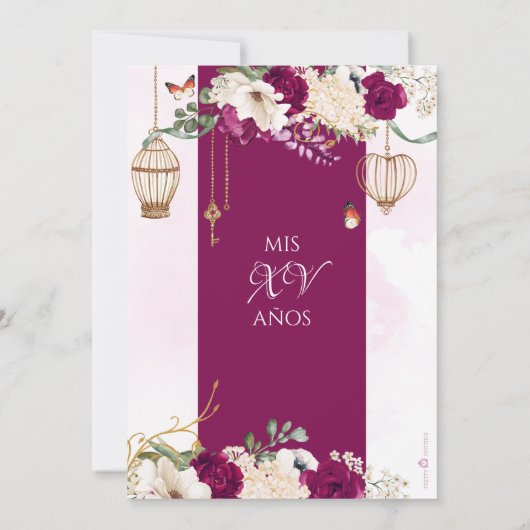 Boterfly Elegant Quinceañera Kaart (Achterkant)