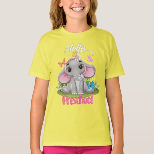 Boterfly Elephant Preschool Terug naar school T-shirt (Voorkant)